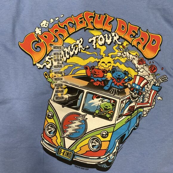 The Grateful Dead Summer Tour 2023 Band T Shirt Mens Size Medium  Solid‎ Blue - Picture 2 of 9